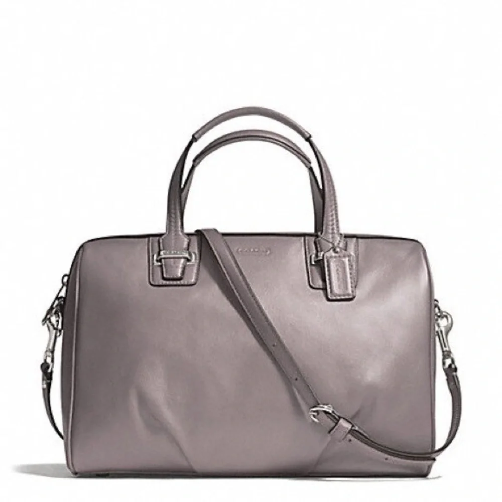 Coach Taylor Leather Satchel in Mushroom Grey